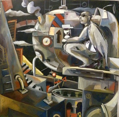 carloni Guardiano del tempo, 80 cm x 80, olio su tela, 2012