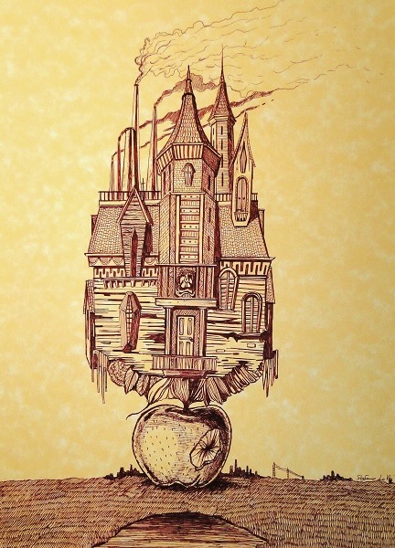 illustrazione La casa di Magritte